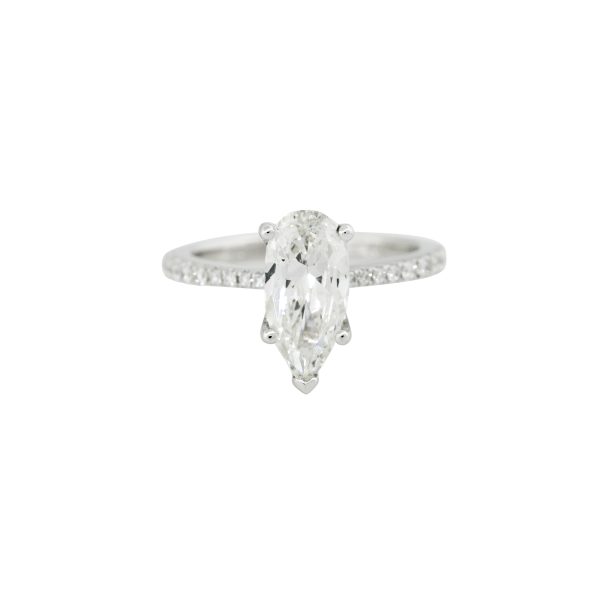 GIA Certified 18k White Gold 2.16ctw Pear Shaped Diamond Engagement Ring