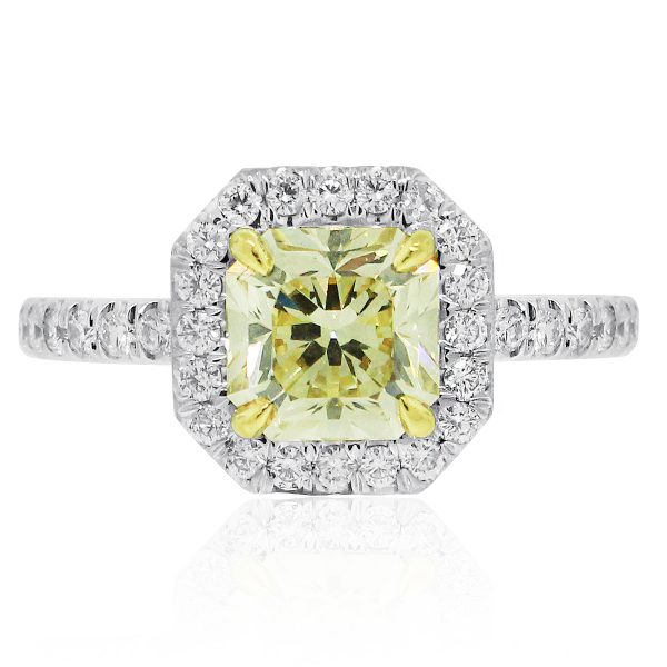 18k White Gold 1.52ct Fancy Yellow GIA Certified Diamond Ring