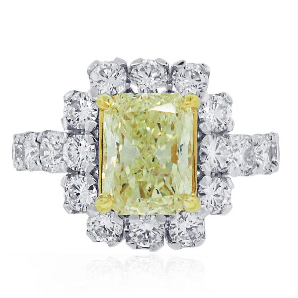 Platinum 2.96ct Fancy Yellow Radiant Diamond Engagement Ring