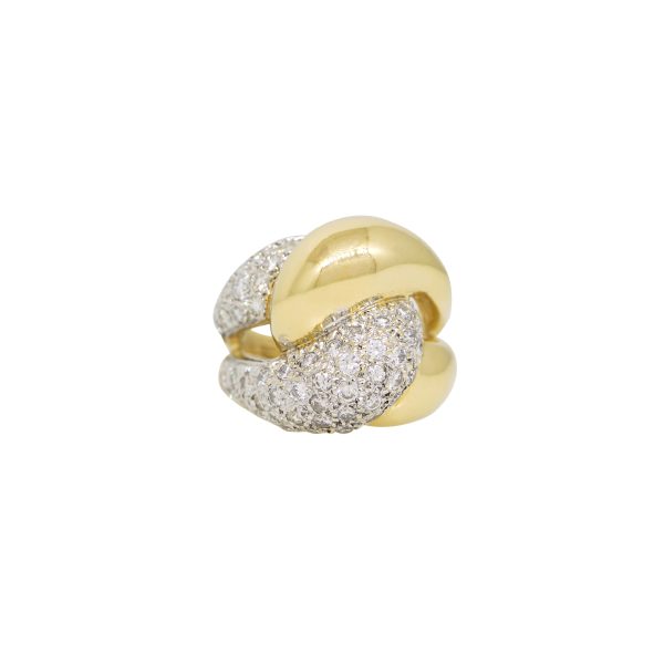 14k Yellow Gold Natural 0.75 Carat Diamond Wide Knot Ring