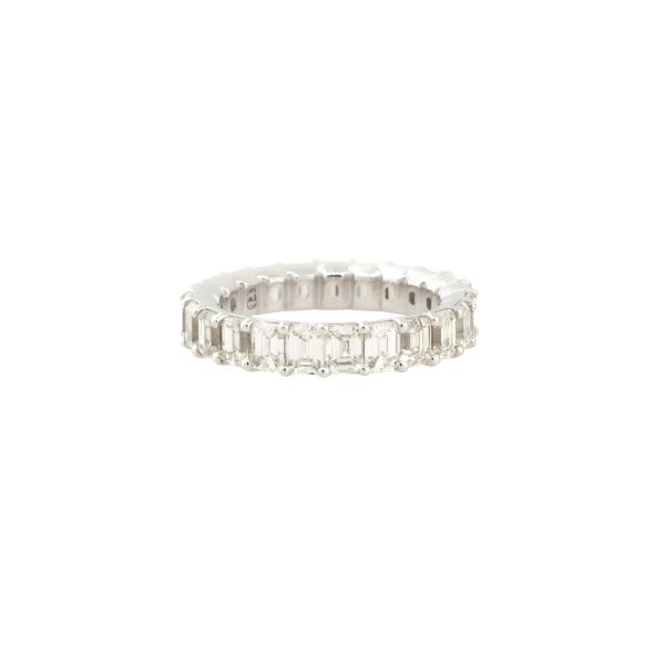 18k White Gold 4.85ctw Emerald Cut Diamond Eternity Band