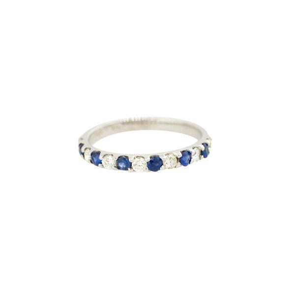 14k White Gold 0.36ctw Sapphire and Diamond Half-Way Band