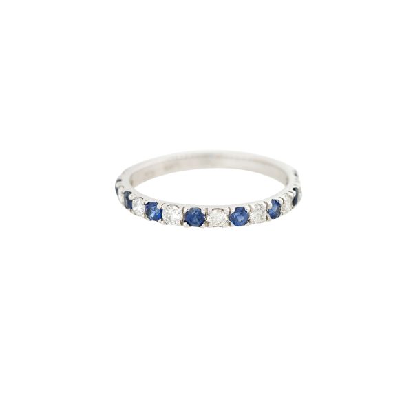 14k White Gold 0.38ctw Sapphire and Diamond Half Way Band