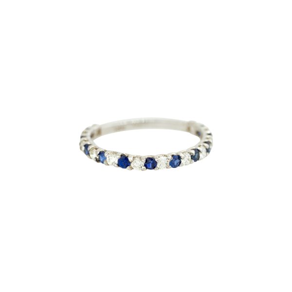 14k White Gold 0.47ctw Sapphire and Diamond Band