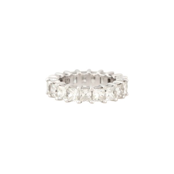 14k White Gold 5.97ctw Princess Cut Diamond Eternity Band