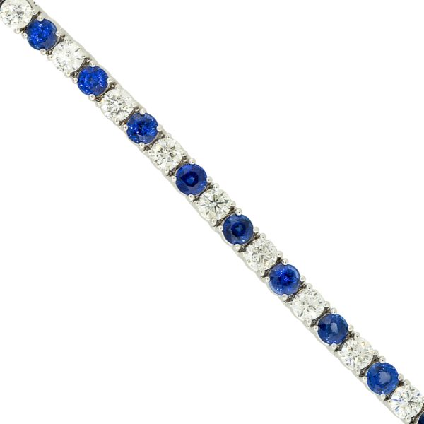 18k White Gold 9.85ctw Sapphire and Diamond Tennis Bracelet