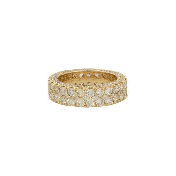 14k Yellow Gold 6.70ctw Men's Pave Diamond Eternity Ring