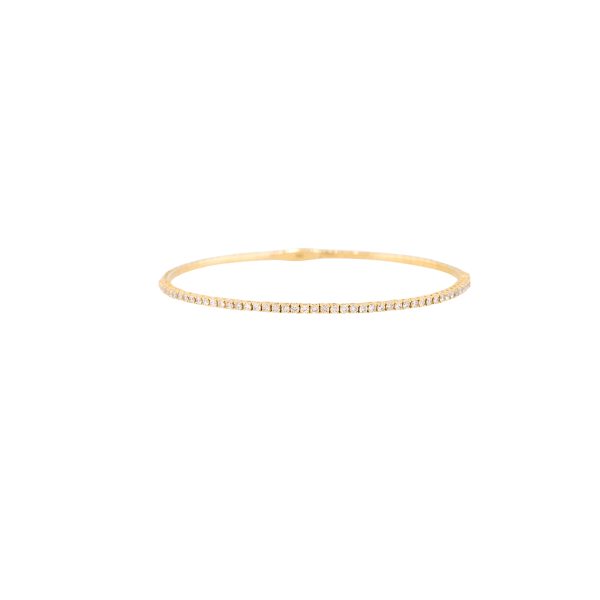 14k Yellow Gold 0.95ctw Flexible Diamond Stackable Bangle Bracelet