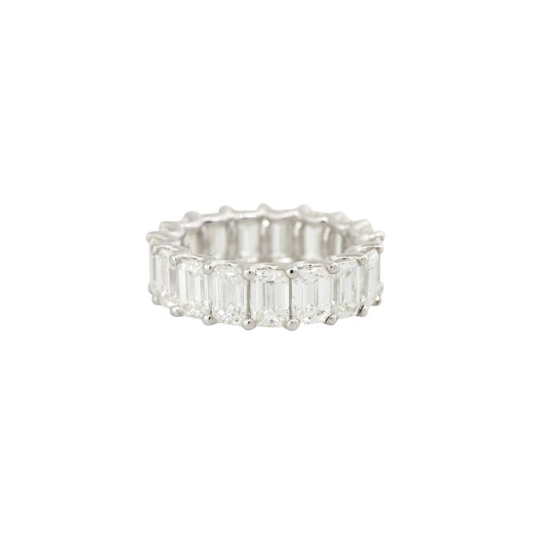 Platinum 8.29ctw Emerald Cut Diamond Eternity Band