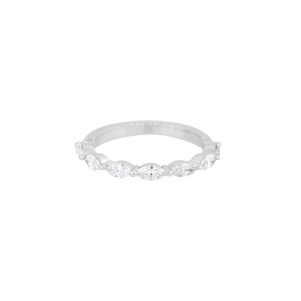 14k White Gold 0.75ctw Marquise Cut Diamond Half Way Band