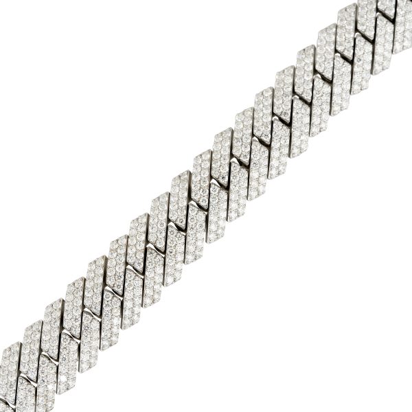 10k White Gold 18.18ctw Pave Diamond 15mm Cuban Link Men's Bracelet