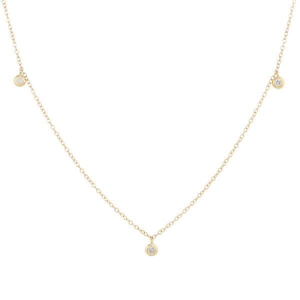 14k Yellow Gold 0.23ctw Round Brilliant Cut Diamond Station Necklace