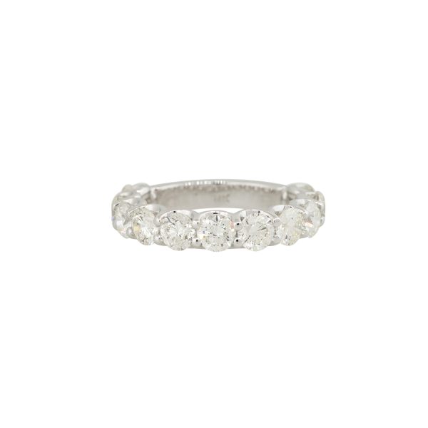 14k White Gold 3.13ctw Round Brilliant Diamond 3/4 Wedding Band 