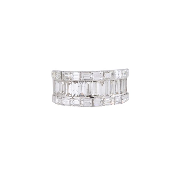 18k White Gold 3.52ctw Baguette Cut Diamond Ring