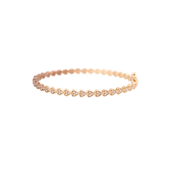 18k Rose Gold 0.85ctw Hearts Pave Diamond Bangle Bracelet