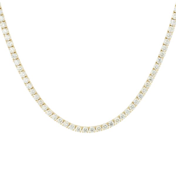 14k Yellow Gold 12.33ctw Round Brilliant Diamond Tennis Necklace