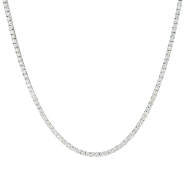 14k White Gold 7.88ctw Round Brilliant Cut Diamond Tennis Necklace