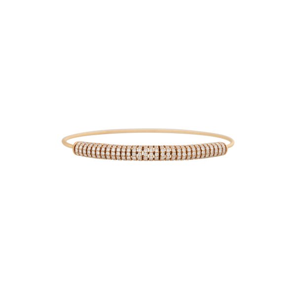 18k Rose Gold 1.87ctw Pave Diamond Ribbed Bangle Bracelet