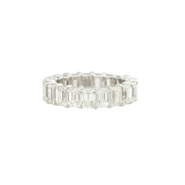 18k White Gold 7.51ctw Emerald Cut Diamond Eternity Ring