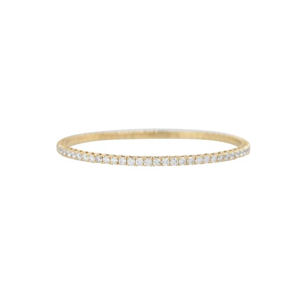 14k Yellow Gold 4ctw Round Brilliant Cut Diamond Flexible Bangle Bracelet