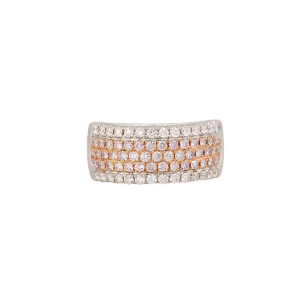 18k White Gold 0.65ct Pink & 0.51ct White Pave Halfway Diamond Band