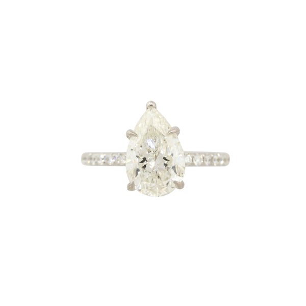 GIA 18k White Gold 3.61ct Pear Shape Diamond Engagement Ring