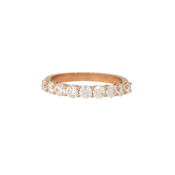 14k Rose Gold 1.0ct Round Brilliant Cut Diamond Halfway Ring