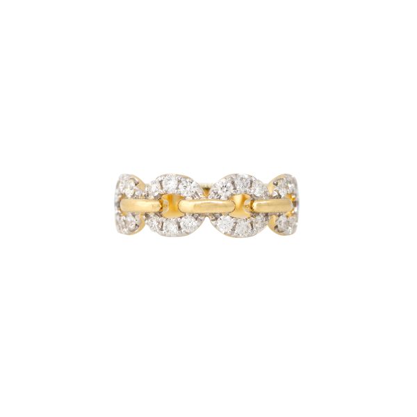 18k Yellow Gold 0.68ctw Round Brilliant Cut Diamond Open Link Ring