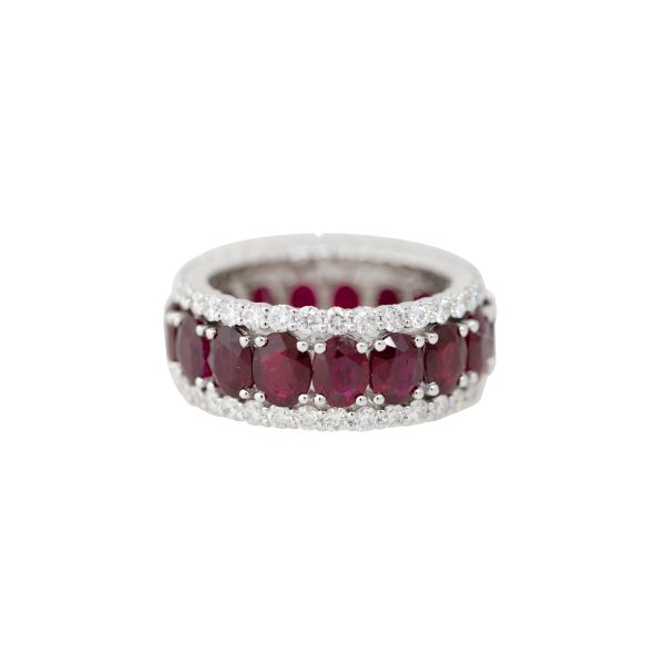 Platinum 7.14ctw Ruby & 1.7ctw Diamond Eternity Ring