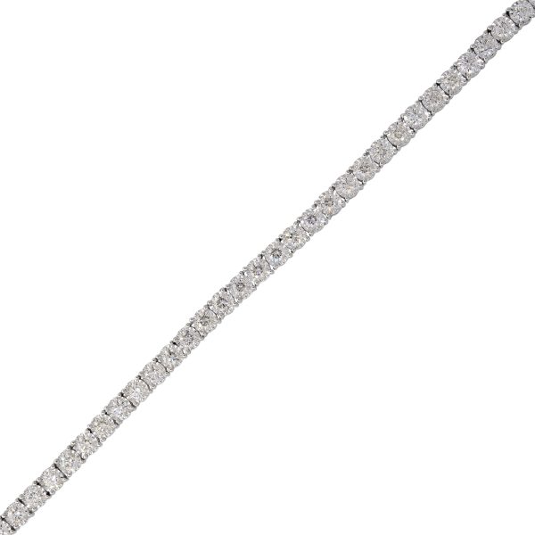 14k White Gold 21.51ctw Round Brilliant Diamond Illusion Set Tennis Necklace