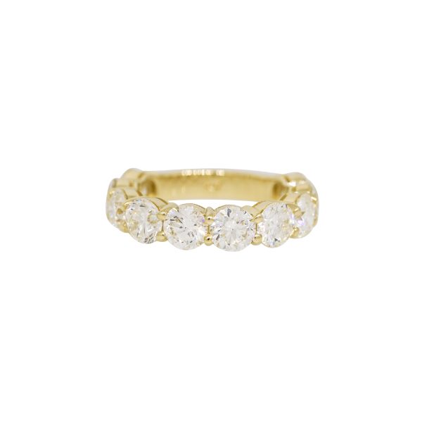 14k Yellow Gold 5.21ct Round Brilliant Cut Diamond 10 Stone Wedding Band