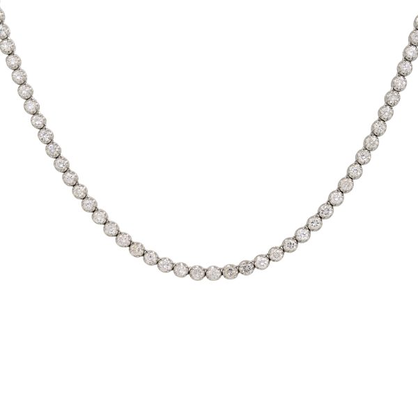 14k White Gold 5.5ctw Natural Round Brilliant Cut Diamond Tennis Necklace