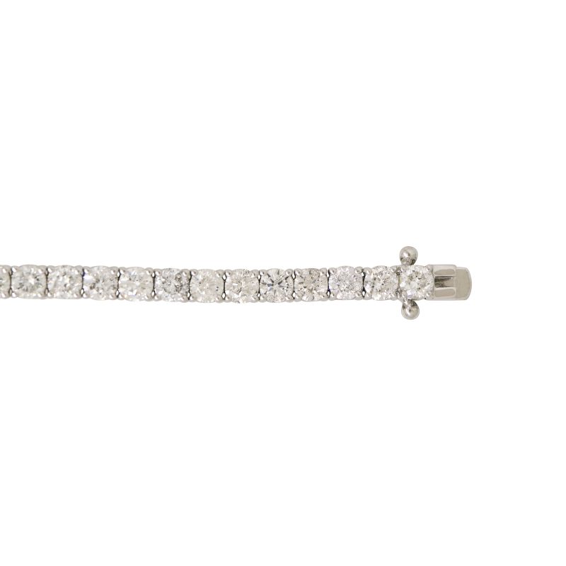 14k White Gold 6.81ctw Natural Round Brilliant Cut Diamond Tennis Bracelet