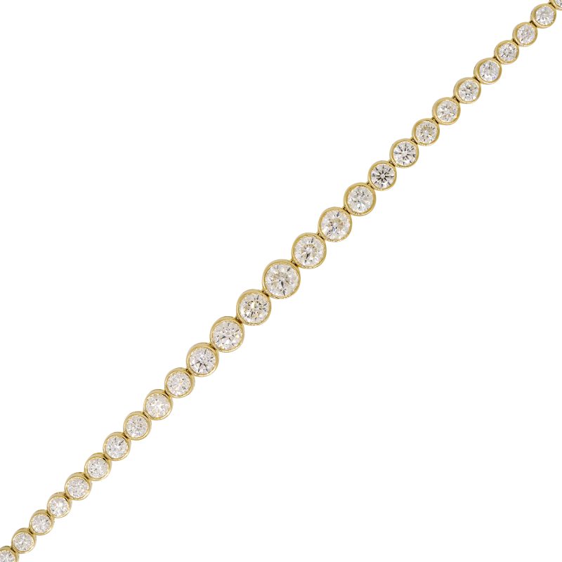 18k Yellow Gold Natural 7.34 Carat Diamond Graduated Bezel Set Necklace