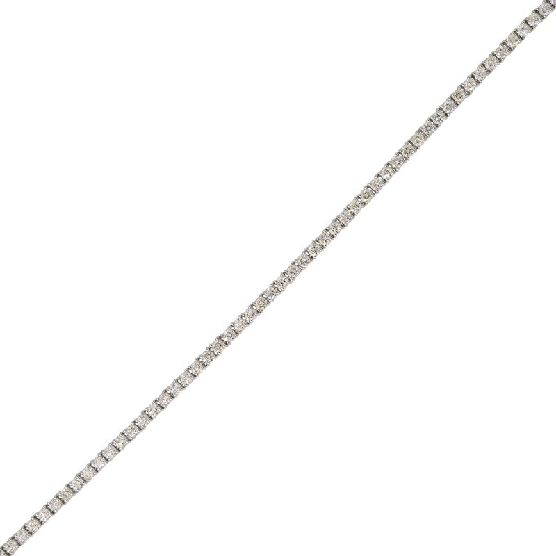 14k White Gold Natural 5.10 Carat Round Brilliant Cut Diamond Tennis Necklace