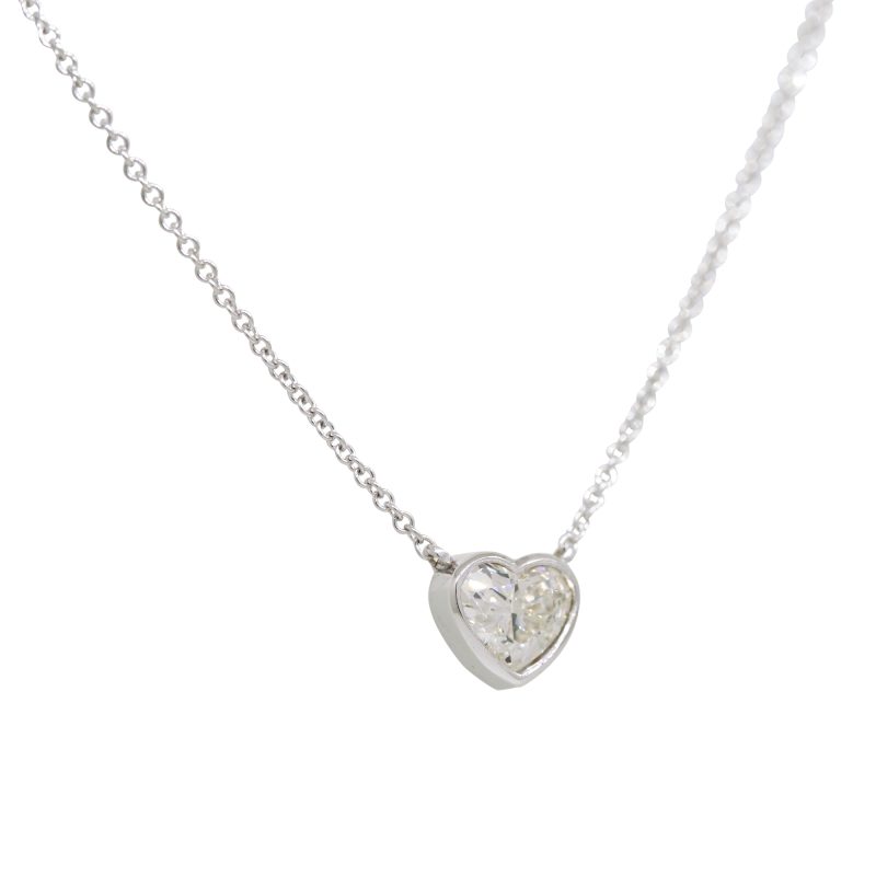 GIA 18k White Gold Natural 1.01 Carat Heart Shape Diamond Floating Necklace