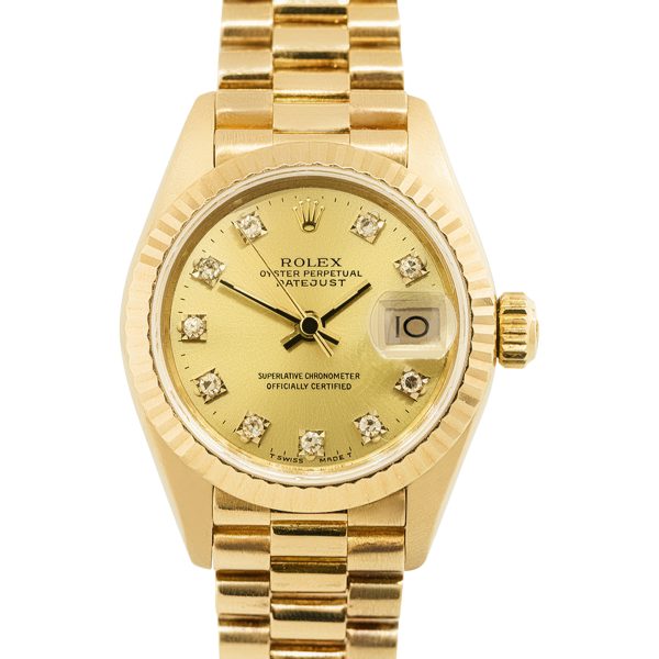 Rolex 69178 Datejust Diamond Dial 18k Yellow Gold Watch