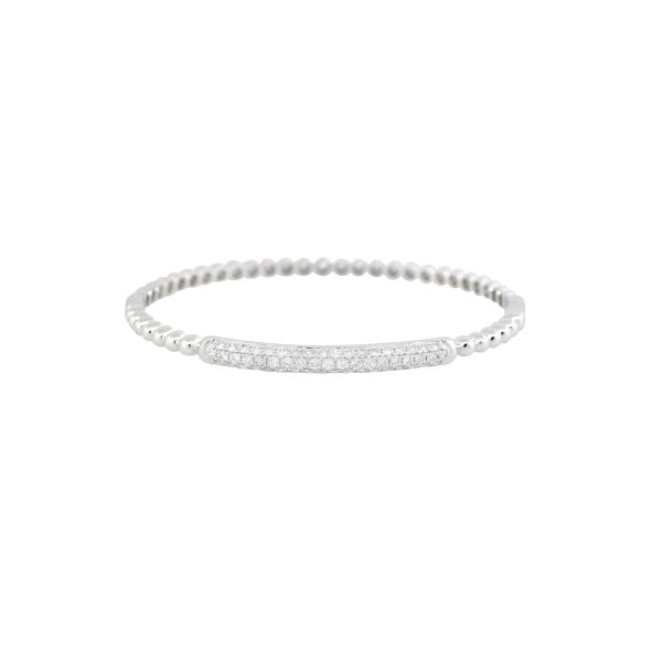 18k White Gold 1.06ctw Pave Diamond Bar Bump Bangle