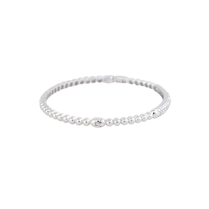 18k White Gold 1.06ctw Pave Diamond Bar Bump Bangle