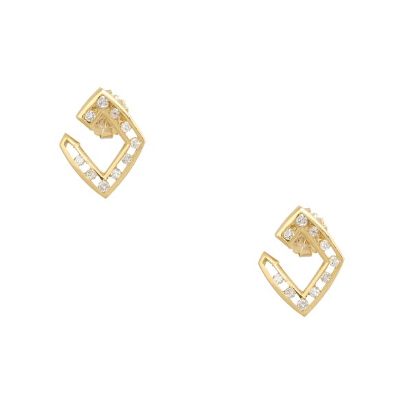 18k Yellow Gold 0.70ct Round Brilliant cut Floating Diamond Earrings