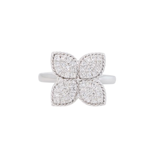 14k White Gold 0.39ctw Pave Diamond Clover Ring