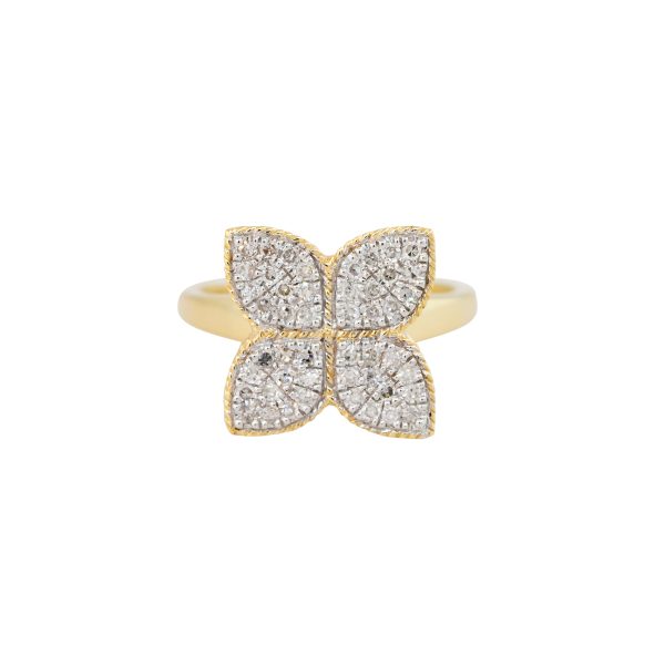 14k Yellow Gold 0.40ctw Pave Diamond Clover Ring