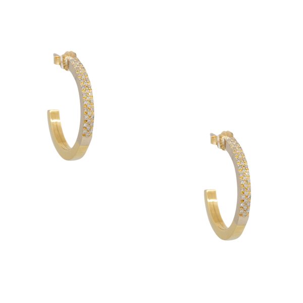 14k Yellow Gold 0.50ctw Round Brilliant Cut Diamond Hoop Earrings