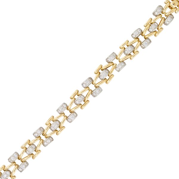 18k Two-Tone Gold 1.17ct Diamond Set Open Link Bracelet