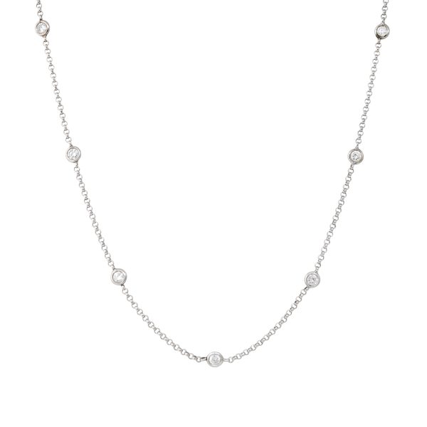 18k White Gold 0.36ctw Round Brilliant Diamonds By The Yard Necklace