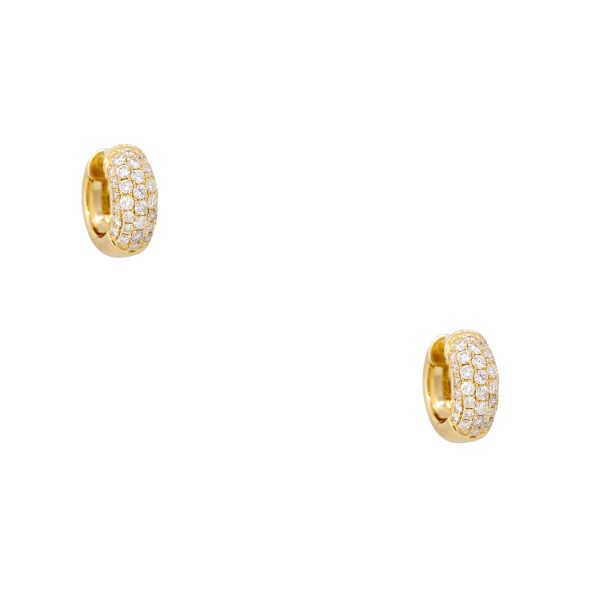 18k Yellow Gold 2ctw Pave Diamond Mini Huggie Hoop Earrings