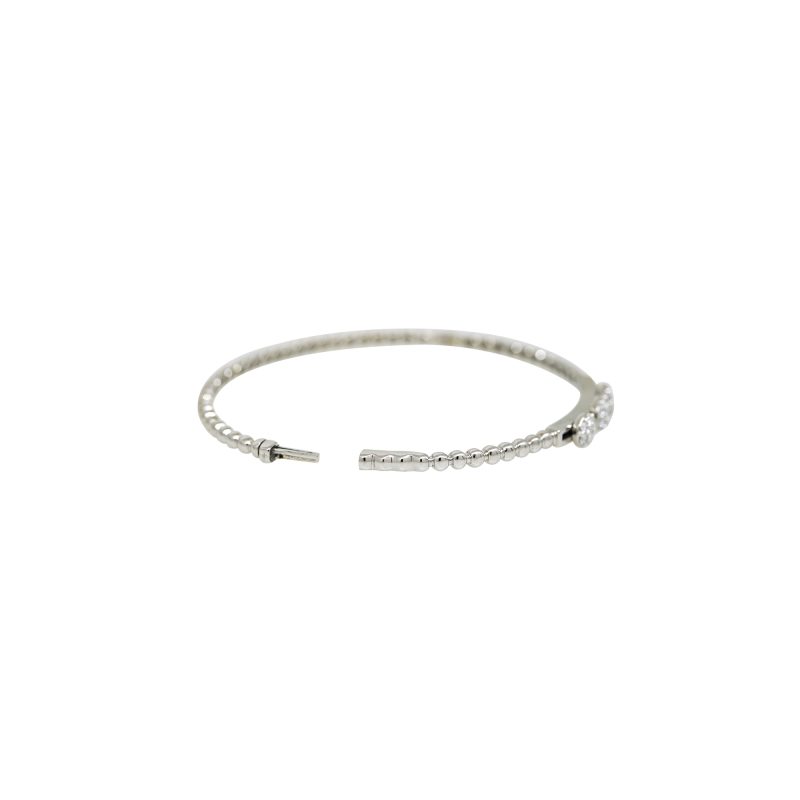 14k White Gold 0.24ctw Natural Round Brilliant Cut Floating Diamond Bangle Bracelet