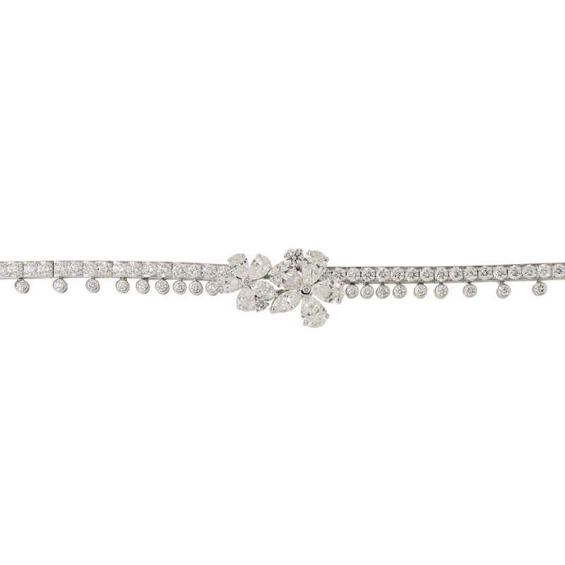 Graff 18k White Gold Natural 7.50 Carat Diamond Carissa Bracelet