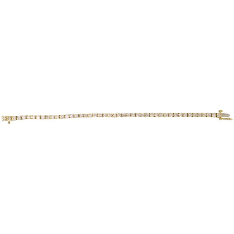 14k Yellow Gold Natural 3.0 Carat Round Brilliant Diamond Tennis Bracelet