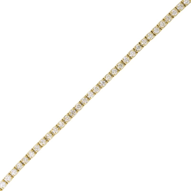 14k Yellow Gold Natural 3.0 Carat Round Brilliant Diamond Tennis Bracelet